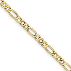 4.5mm, 10k Yellow Gold Hollow Figaro Chain Necklace, 22 Inch